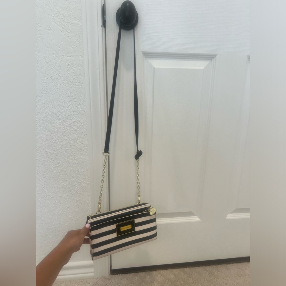 Betsy Johnson Black and White Striped Crossbody